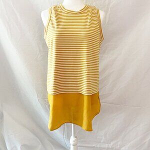 Mittoshop Sleeveless Yellow & White Striped Color Block Tunic size M